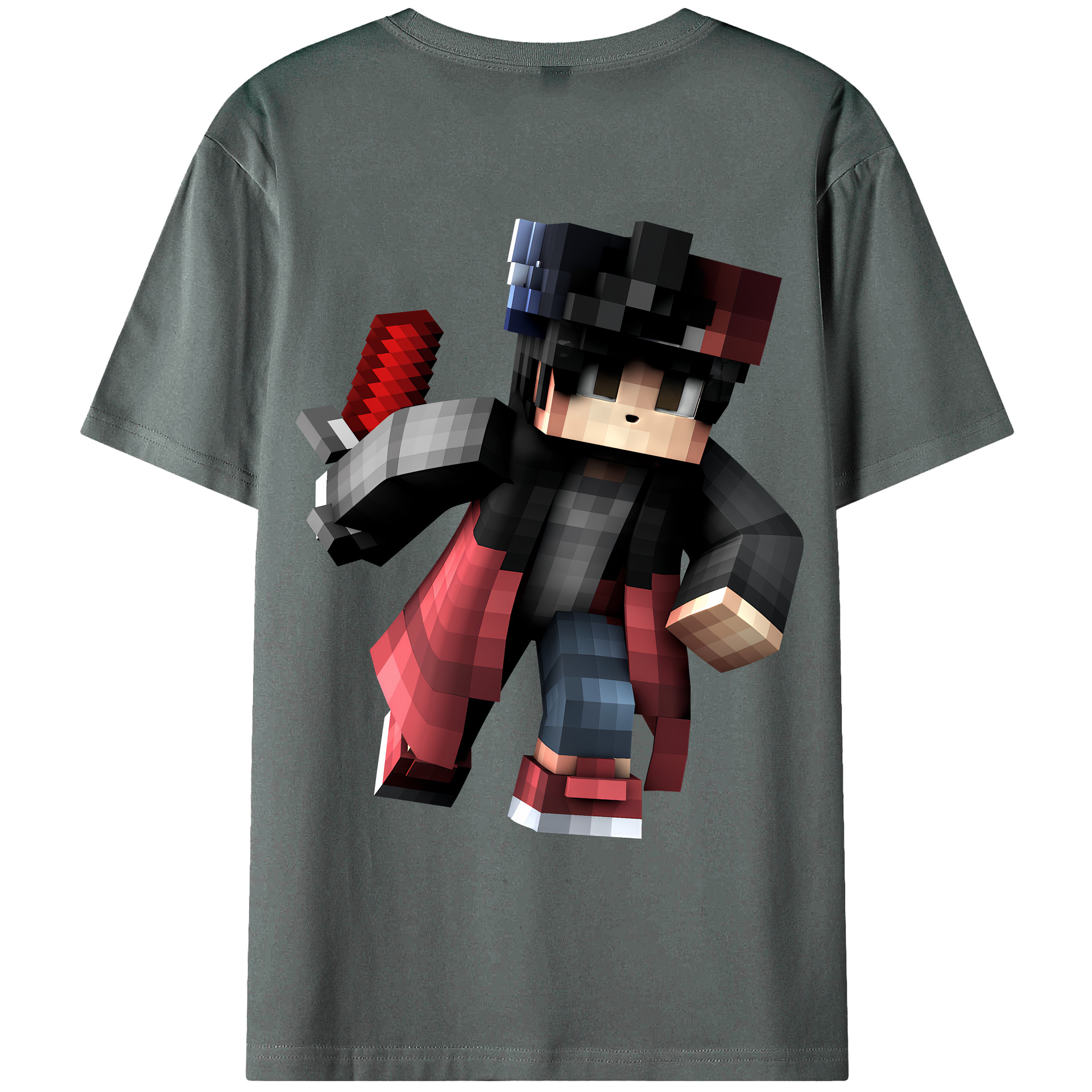 （画像用） マインクラフト ブロックの世界 Minecraft MC Block world 綿100％ メンズ半袖Tシャツ（バックプリント） 通気性